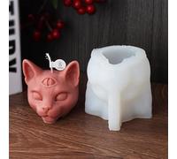 Three-Eyed Cat Candle Mold, The Third Eye Silicone Mold for Soap Soy Wax DIY Handcraft, Kitty Epoxy Resin Mold for Party Home Wedding Decoration (Cat)