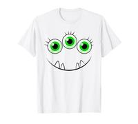 Three Eyed Monster Face with Fangs Funny Halloween Costume T-Shirt