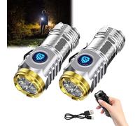 Three-Eyed Monster Mini Flashlight, Rechargeable LED Torch,Torches LED Super Bright,Pocket Flashlight,Portable Flashlight,Waterproof Pocket Torch for Outdoor Camping Hiking Emergency (Silver-2pcs)
