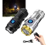 Three-Eyed Monster Mini Flashlight, Rechargeable LED Torch,Torches LED Super Bright,Pocket Flashlight,Portable Flashlight,Waterproof Pocket Torch for Outdoor Camping Hiking Emergency (Black-Silver)