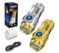 Three Eyed Monster Mini Flashlight, Three Eyed Monster Mini Flash Super Power Flashlight, Ultra Bright LED Torch with 5 Lighting Modes, Waterproof Design & Pocket-Sized Convenience (Gold+Silver)