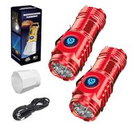 Three Eyed Monster Mini Flashlight, Three Eyed Monster Mini Flash Super Power Flashlight, Ultra Bright LED Torch with 5 Lighting Modes, Waterproof Design & Pocket-Sized Convenience (Red 2Pcs)