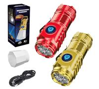 Three Eyed Monster Mini Flashlight, Three Eyed Monster Mini Flash Super Power Flashlight, Ultra Bright LED Torch with 5 Lighting Modes, Waterproof Design & Pocket-Sized Convenience (Red+Gold)