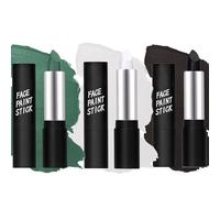 Three Face Paint Sticks for Stage Makeup and Festivals - Black, White, Green Matte Waterproof Crayons for Performances, Costumes, Sports Events, Halloween, and Face Painting
