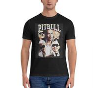 Three Feather 100 Cotton Pitbull Mr Worldwide Vintage T Shirt Men Funny Oversized T Shirt Men Crew Neck Black M