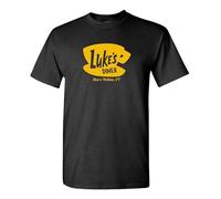 Three Feather Lukes Diner Hollow Gilmore Show Retro Mens Graphic T-Shirt Black L