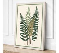 Three Fern Fronds Botanical Canvas Wall Art Print 18x12 Inch (46 x 30 cm)