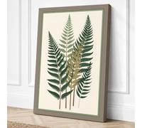 Three Fern Fronds Botanical Canvas Wall Art Print 18x12 Inch (46 x 30 cm)