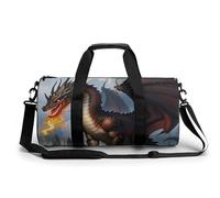 Three Fire Breathing Dragons Gym Bag Sport Gym Tote Bag Lightweight Duffle Bag Carry On Weekender Bags for Women Men, white, 17.7in/9in/9in
