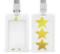 Three Five-Pointed Stars Lemon Yellow ID Badge Holder Retractable Clip Card Holder Card Protector Name Badge Name Tag for Work Office Doctor Nurse