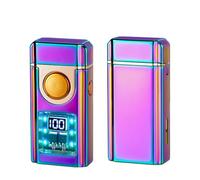 Three-Flame Lighter, Multiple Ignition Methods, LED Display, Transparent Air Window, Refillable with Butane Gas