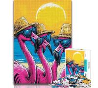 Three Flamingos Jigsaw Puzzles for Adults 1000 Pieces,Help The Brain Exercise Addictive Toys to Cultivate Patience Great Gift (38x26cm)