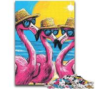Three Flamingos Jigsaws Puzzles 1000 Pieces for Teenagers Gifts,Educational Games Home Decoration Deal As Gifts for The Whole Family (38x52cm)