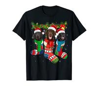 Three Flat-Coated Retrievers In Christmas Socks T-Shirt