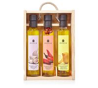 Three Flavoured Extra Virgin Olive Oils in a presentation case by La Chinata
