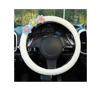 Three Flowers Car Steering Wheel Cover Winter Thickened Warm Plush With Non-slip Handle Universal Car Steering Wheel Cover(Blue Green Pink-hua)