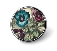 Three Flowers Painting Badges Circle with Button Design, Personalized Picture Pin Brooches, Round Badge Holders for Decorate Hat Shirt Clothing Bag Accessories