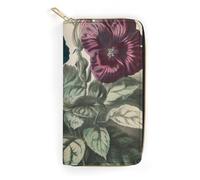 Three Flowers Painting Slim Thin Credit Card Wallet, PU Leather Bifold Cash Wallet, Zipper Coin Pocket Id Window Wallet Storage Bag Wallet Coin Purse Pouch Change Holder Small with Zipper for Men And