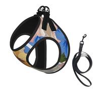 Three Flowers Print Dog Harness Adjustable Walk Puppy Harnesses Leash Clips Pet Harnesses Training Pet Vest