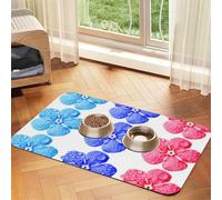 Three Flowers Printing Pet Absorbent Leather Tablecloth,Pet Absorbent Leather Mat,Tidy Feeding Area For Dogs, Cats,Pets