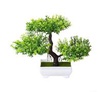 Three Fork Pine Artificial Bonsai With Structured Growth Pattern For Consistent Visual Language In Interior Layouts(Green)