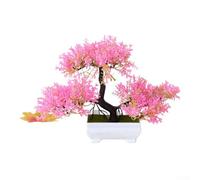 Three Fork Pine Artificial Bonsai With Structured Growth Pattern For Consistent Visual Language In Interior Layouts(Pink)