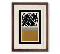 Three Forms in Black and Gold Abstract Framed Wall Art Print A2 (59.4×42cm) Walnut, Wall Decor for Living Room, Bedroom, Office & Home, Ready to Hang, Art Gift