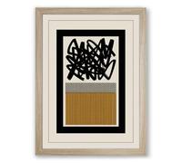 Three Forms in Black and Gold Abstract Framed Wall Art Print A3 (42×29.7cm) Oak, Wall Decor for Living Room, Bedroom, Office & Home, Ready to Hang, Art Gift