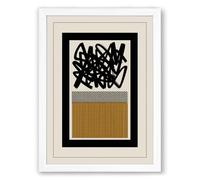 Three Forms in Black and Gold Abstract Framed Wall Art Print A4 (29.7×21cm) White, Wall Decor for Living Room, Bedroom, Office & Home, Ready to Hang, Art Gift