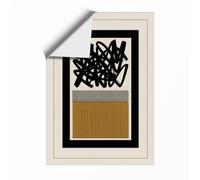 Three Forms in Black and Gold Abstract Unframed Wall Art Print A2 (59.4×42cm), Wall Decor for Living Room, Bedroom, Office & Home, Art Gift