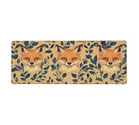 Three Fox Leavesfloral Print Mousepad Laptop Keyboard Mat Large Mouse Pad With Stitched Edges Long Non-Slip Rubber Base Spring Desk Pad For Office Home Desk Decor, 31.5" X 11.8"