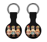 Three French Hens Compatible for AirTag Holder with Keychain Silicone Protective Case Cover 2PCS