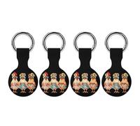 Three French Hens Compatible for AirTag Holder with Keychain Silicone Protective Case Cover 4PCS