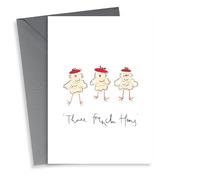 Three French Hens - Funny Animal Christmas Card - Cute Berets