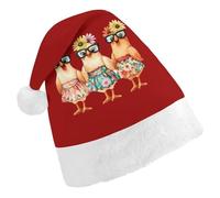 Three French Hens Santa Hat For Adults And Teens Christmas Hats Xmas Holiday Party Cap