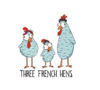 Three French Hens Three french Hens Christmas Xmas Notebook: 8.5x11 In 100 Lined Pages