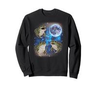 Three Frogs Howling At The Moon Weird Meme Frog Sweatshirt