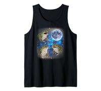 Three Frogs Howling at The Moon Weird Meme Frog Tank Top