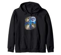 Three Frogs Howling At The Moon Weird Meme Frog Zip Hoodie