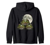 Three Frogs Under Full Moon Night Sky Magic Zip Hoodie