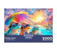 Three Frogs with Hats, Cups And Rainbow Umbrella 1000-Piece Jigsaw Puzzle Dream Frog Classic & Challenging, Gift for All Ages 38x26cm/1000pcs