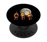 Three Funny Chickens Under The Full Moon Night Sky PopSockets Adhesive PopGrip