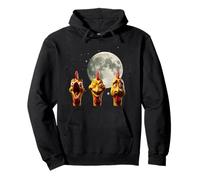 Three Funny Chickens Under The Full Moon Night Sky Pullover Hoodie
