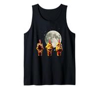 Three Funny Chickens Under The Full Moon Night Sky Tank Top