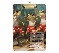 Three Funny Dancing Green Frogs Retro Oil Painting Customize clipboards Plastic Acrylic Cute for Legal Women Basketball Coaches Size 9 x 12