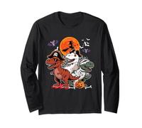 Three Funny T-Rexes Costume Pirate Boo Mummy Halloween Kids Long Sleeve T-Shirt