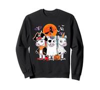Three Funny Unicorns Costume Pirate Boo Mummy Halloween Kids Sweatshirt
