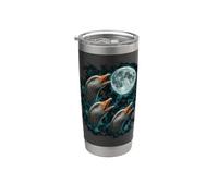 Three Geese Calling Beneath Full Moon Stainless Steel Insulated Tumbler