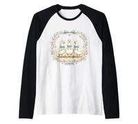 Three Geese Cottagecore Floral Goose Farm Animal Art Raglan Baseball Tee