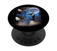 Three Geese Howling At The Moon Weird Meme Goose PopSockets Adhesive PopGrip